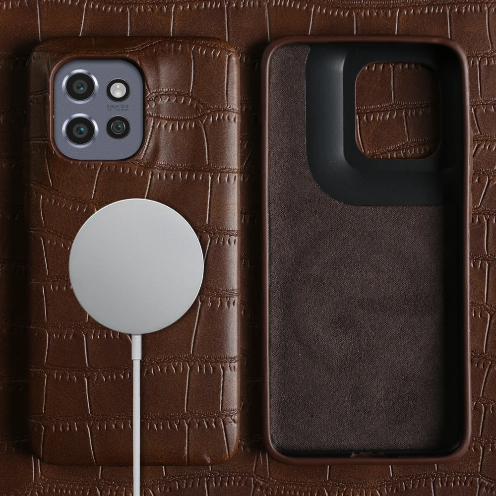 

For Magsafe Crocodile Leather Case For Motorola Moto Edge 50 Neo Fusion Pro X50 Ultra S50 Edge50 Neo G85 Phone Case Back Cover