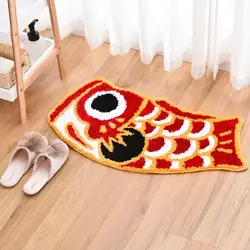 VIKAMA Cute Koi Imitated Cashmere Carpet Bathroom Absorbent Non-Slip Mat Home Decoration Soft Living Room Bedroom Mat