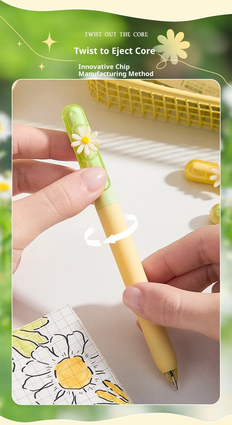 

Набор гелевых ручек с милым медведем Carba, 4 шт., 0,5 Daisy Spinning Core, быстросохнущие ST, гладкие канцелярские принадлежности, шариковые ручки для письма в школу