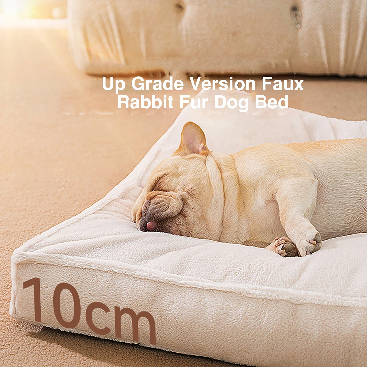 Faux Rabbit Fur Washable Dog Bed, Extra Warm Dog Crate Mat, Removable Cover, Sofa Bed, New Version