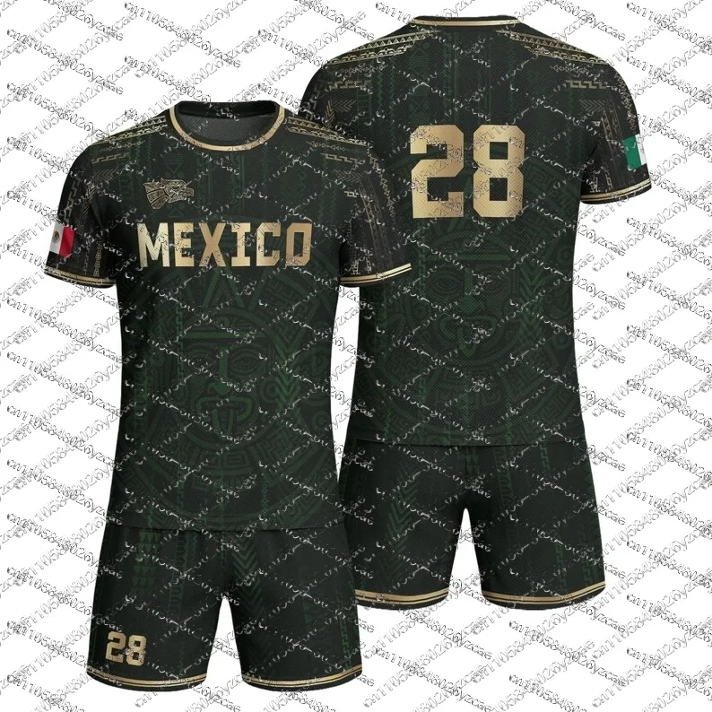 Mexico Football Jersey National Flag Print Soccer Shirt Breathable and Quick DryingTeam Kit T-shirt Shorts Set for Men and Women - view 3