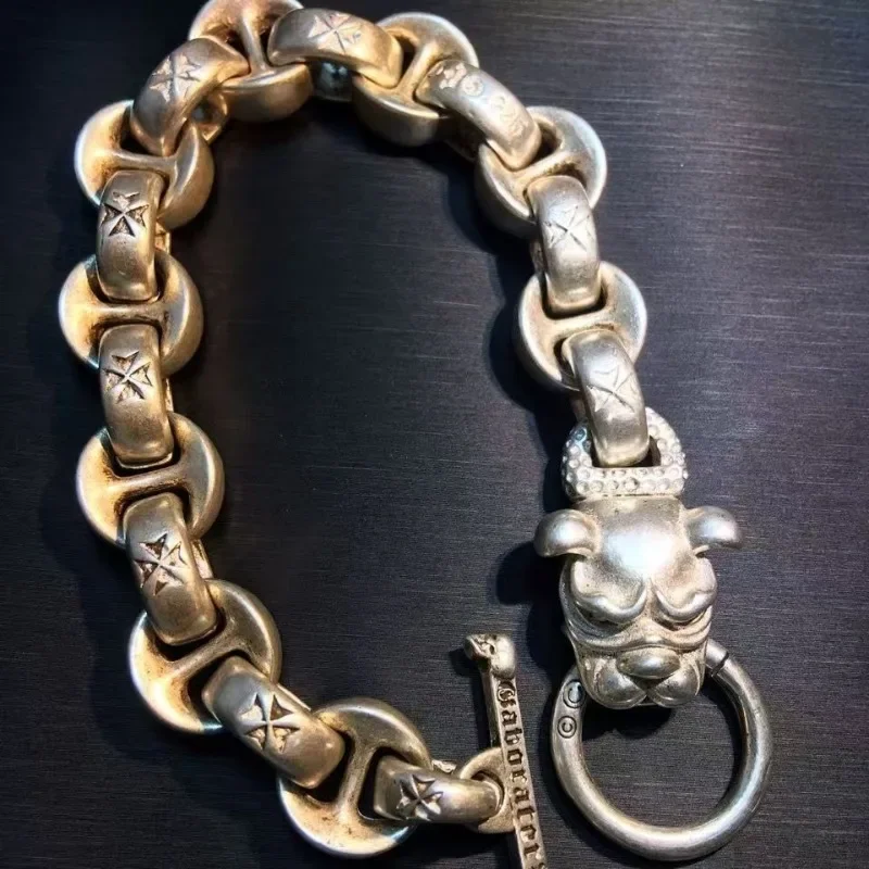 Old Tibetan Silver Hand-made Nepal Auspicious Animal Head Bracelet Domineering Transshipment Men and Women Couple Gift