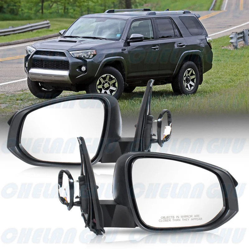 For Toyota 4Runner 2014 2015 2016 2017 2018 2019 2020 2021 1 Pair 5 Pins Black Painted Heated Power Adjust Mirror Assembly