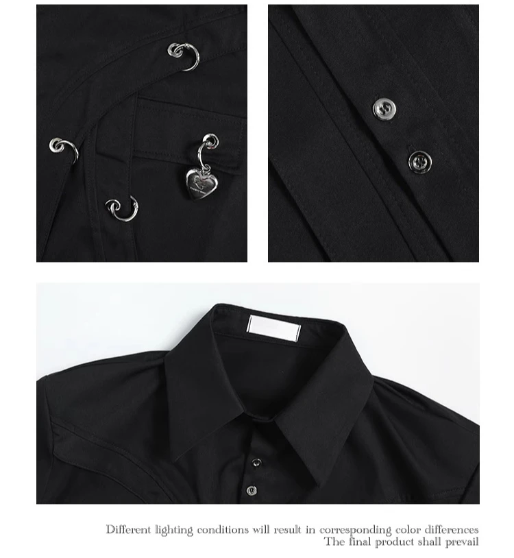 2025 Men's New Shoulder Padded Metal Decorative Loose Comfort Shirt Design Tops Men's High-end Solid Color Long-sleeve Shirts