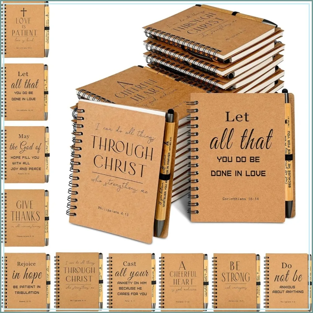 

60 Sets Christian Spiral Notebooks Bulk Prayer Journals with Pens Small Notepad for Church Members Bible Study Groups