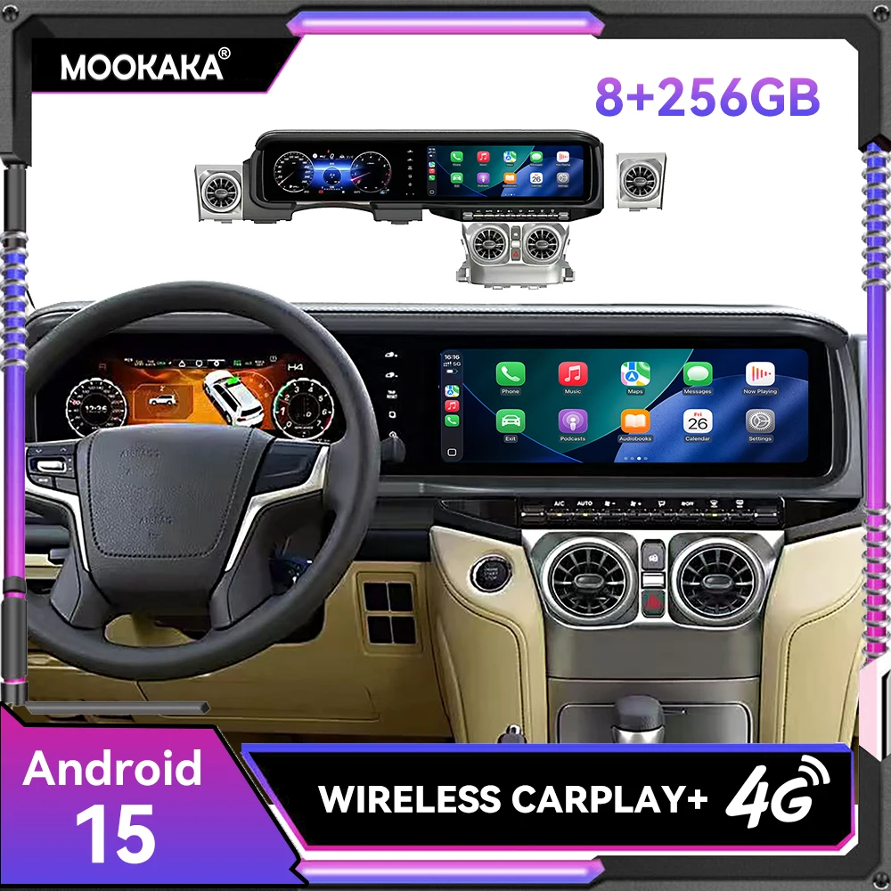 12.3 inch Dual Screen Car Digital Cluster speedometer For Toyota Land Cruiser 200 LC200 2008-2021 Android Car Radio Stereo Unit
