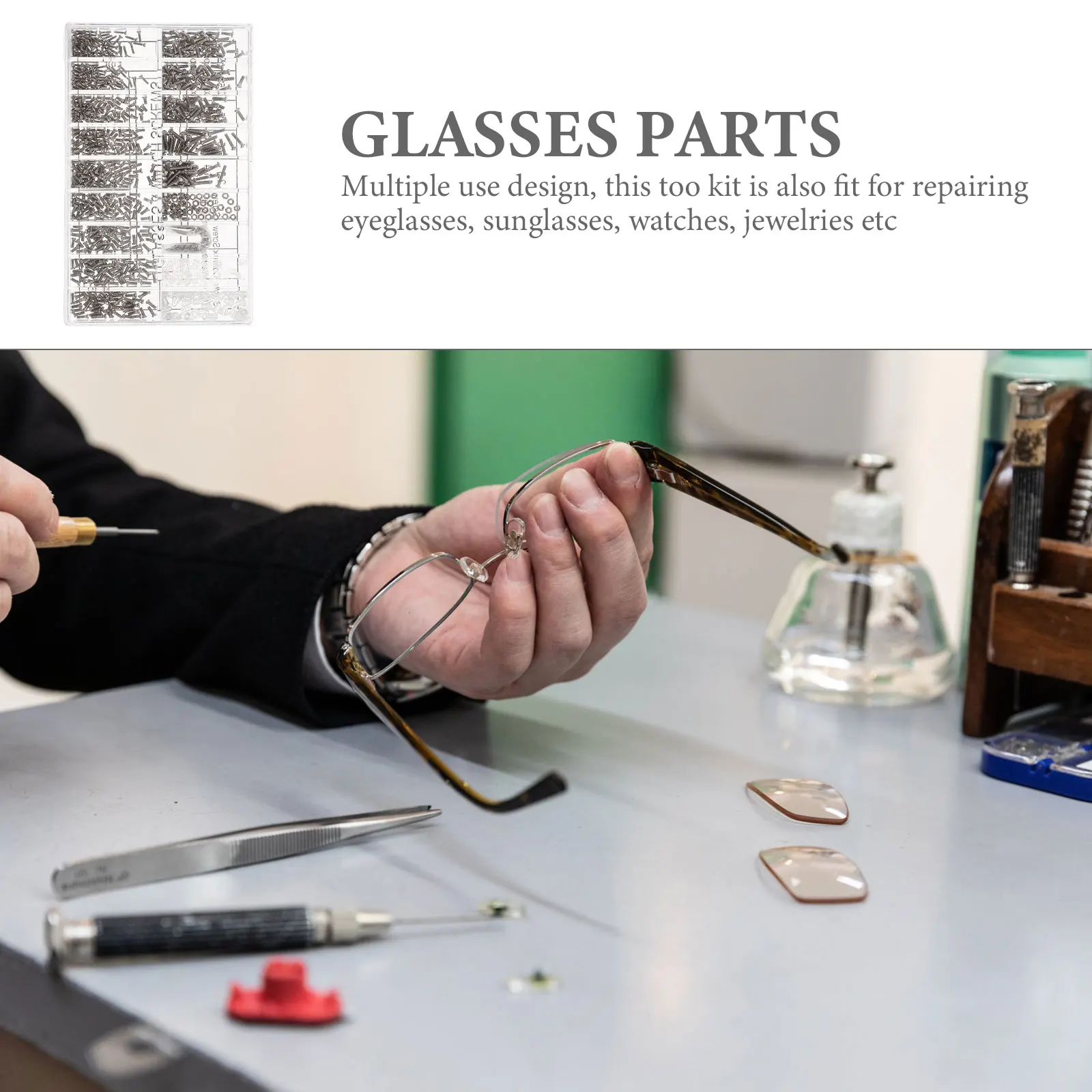 

1 set Nose Pad Clock Screw Set Small Precision Screwdriver Eyeglass Frame Repair Kit Glasses Screws Assorted Replacement Metal