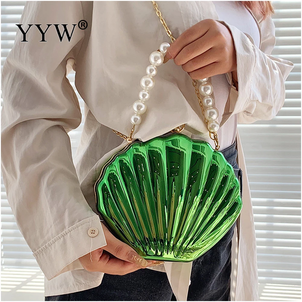 Acrylic Shell Bag Crossbody Bag For Women 2023 New Wedding Bridal Handbag Pearl Beaded Fashion Chain Party Bags Evening Bag