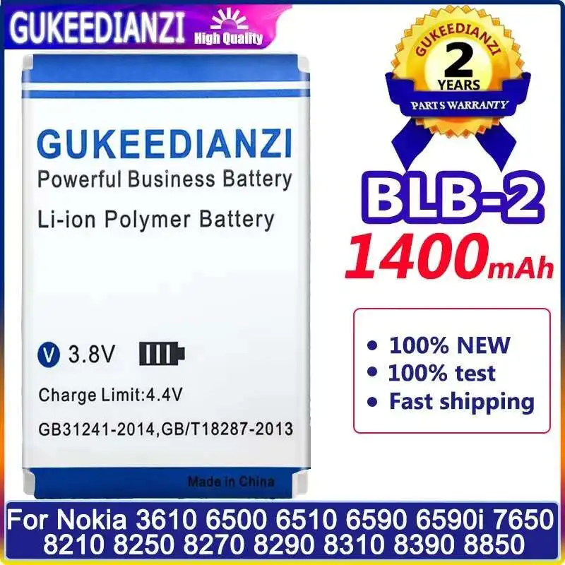 

Батарея для телефона GUKEEDIANZI BLB-2 BLB2 BLB 1400mAh для Nokia 8210 8250 8850 8910 8310 5210 6500 6590 6510 3610 8910i 8270