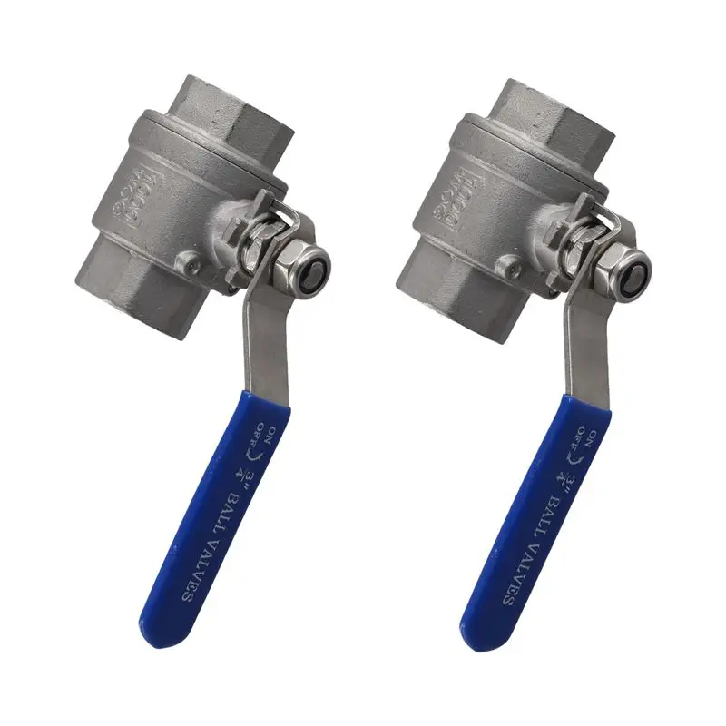 [NEWA64Z!】 2PCS 304 Stainless Steel Ballvalve 2P Full Port Ball Valve Female Valve Vinyl Handle Valves