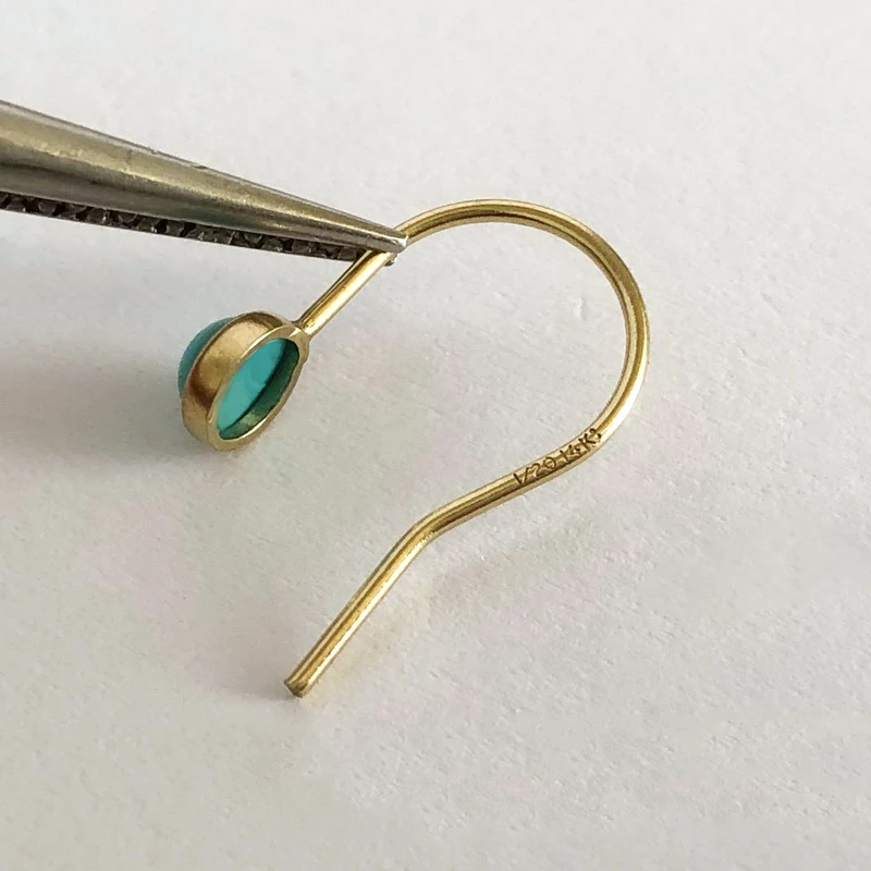 14K Gold Filled Ear Wire 4MM Opal/Turquoise Bezel Ear Wire Drop Earrings Gold Ear Wire Jewelry Making DIY Earrings Accessories