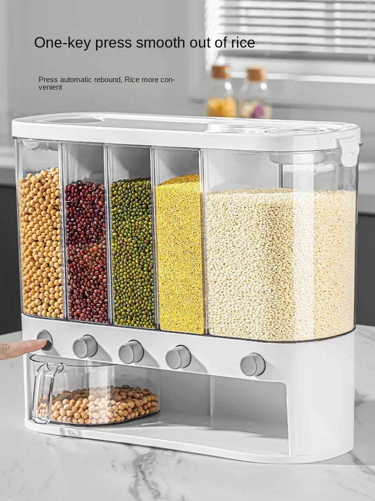 Five grain and miscellaneous grain storage box, insect proof, moisture-proof, sealed, household food grade grid decoration