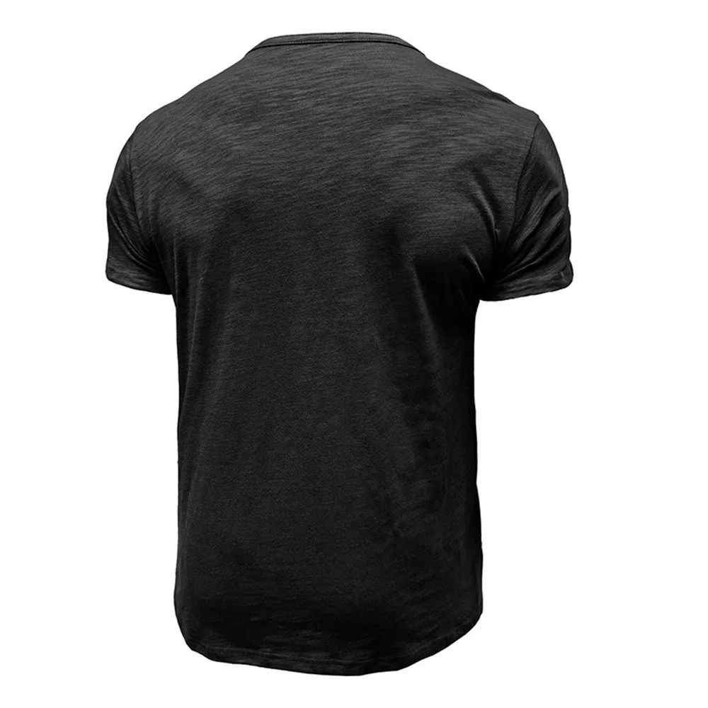Herren Casual Henley-Shirt aus Baumwolle, Atmungsaktiv, Sommer-Kurzarmshirt, Weicher Stoff, Modisches T-Shirt im Schlichten Stil, Herren-Oberteil – Detail 10