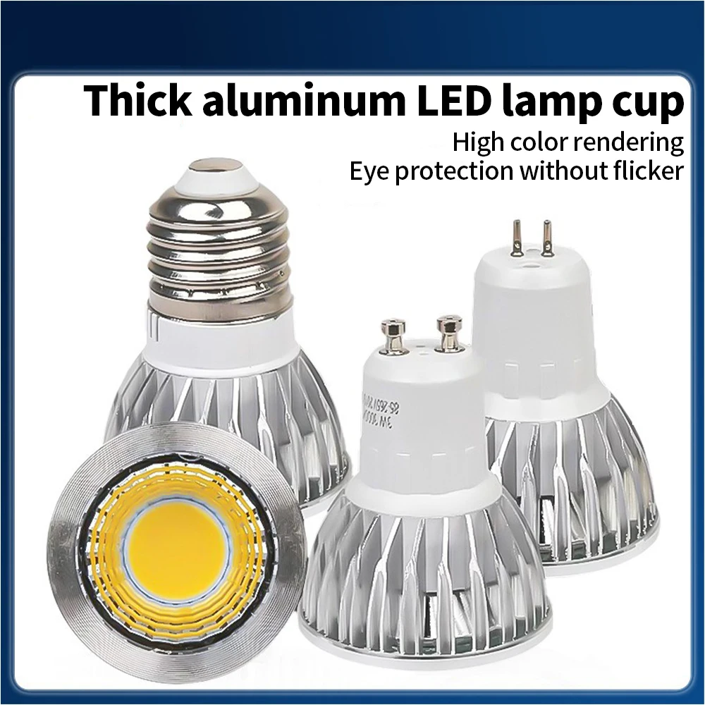 1PC GU10 COB LED Spotlight Bulb 5W 7W 10W GU5.3  E27 Lamp AC85‑265V Warm White Aluminum Housing No Flicker For Ceiling Track Ind