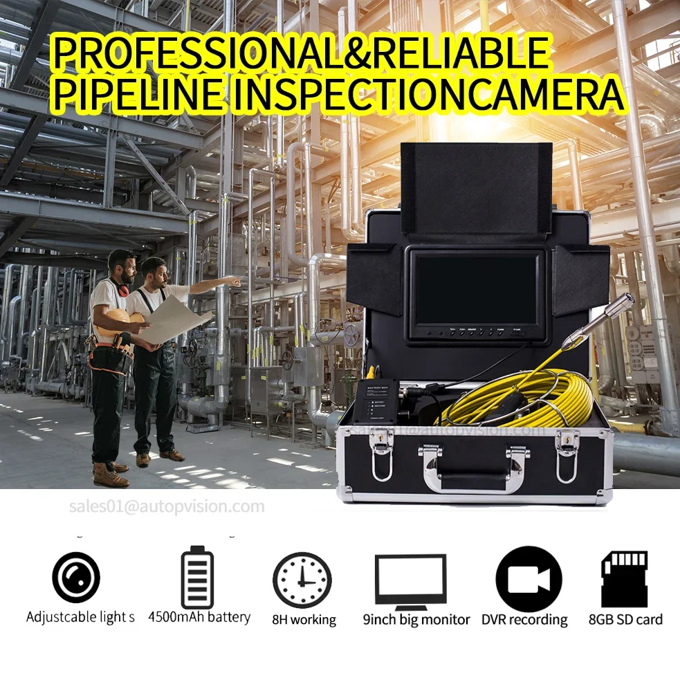 

WP90B 30m Pipe Sewer Inspection Camera Waterproof IP68 20M Drain Industrial Endoscope Video Inspection System 9Inch LCD Monitor