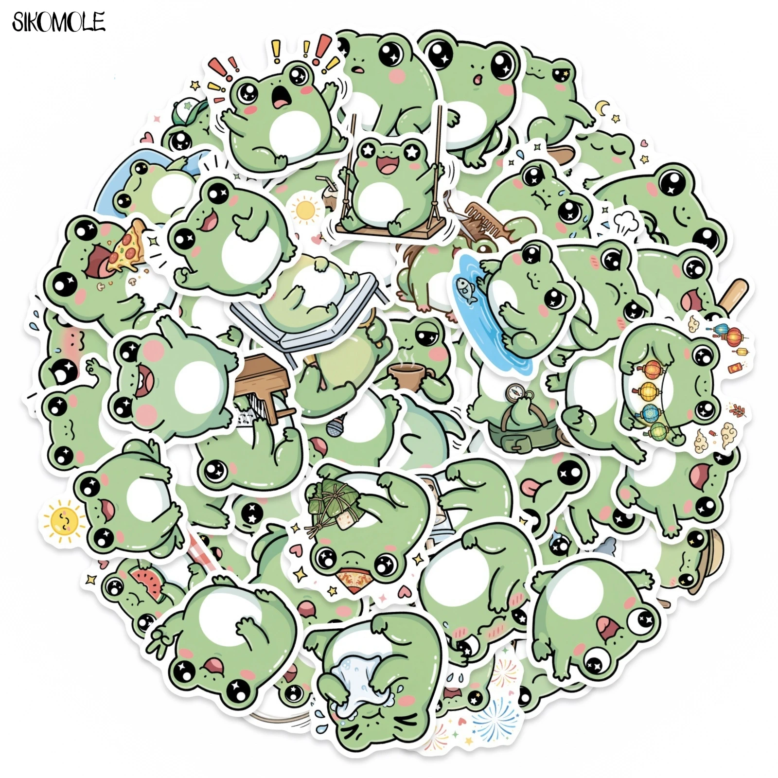 

10/30/56PCS Cartoon Cute Cartoon Frog Stickers Kawaii Funny Animals DIY Kids Toys Guitar Luggage Suitcase Decal Graffiti Sticker