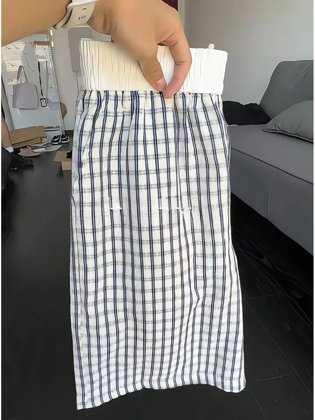 

Summer Thin Bubble Cloth Plaid Men's orts Casual Straight Leg Five-Point Pants Design Sensation Loose Fit Teenager Faion