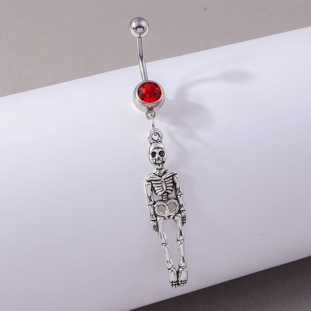 Aihua Halloween Schädel Skelett Nabel Ring Chirurgenstahl Gothic Halloween Spinne Bauchnabel Ring Piercing Ombligo Körperschmuck – Detail 6