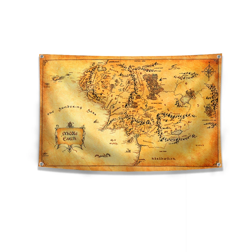 Retro Map flag The Lord Rings Large Size Art Poster Movie Banner Tapestry For Party Table Wall Room Home Decor