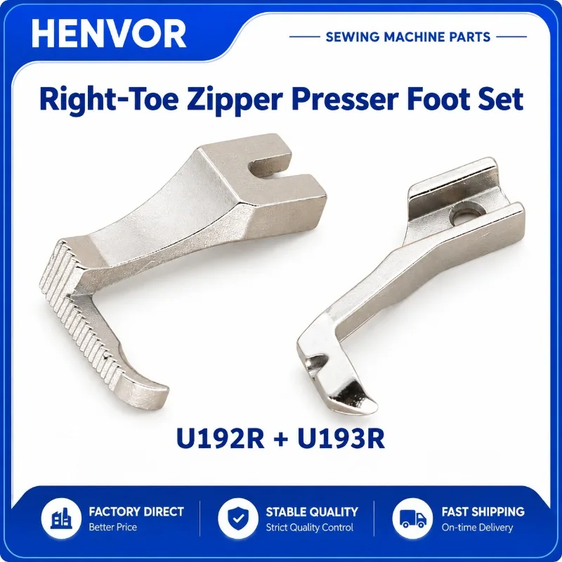 HENVOR U192R/U193R Right-Toe Zipper Presser Foot Set for DY Walking Foot Sewing Machines