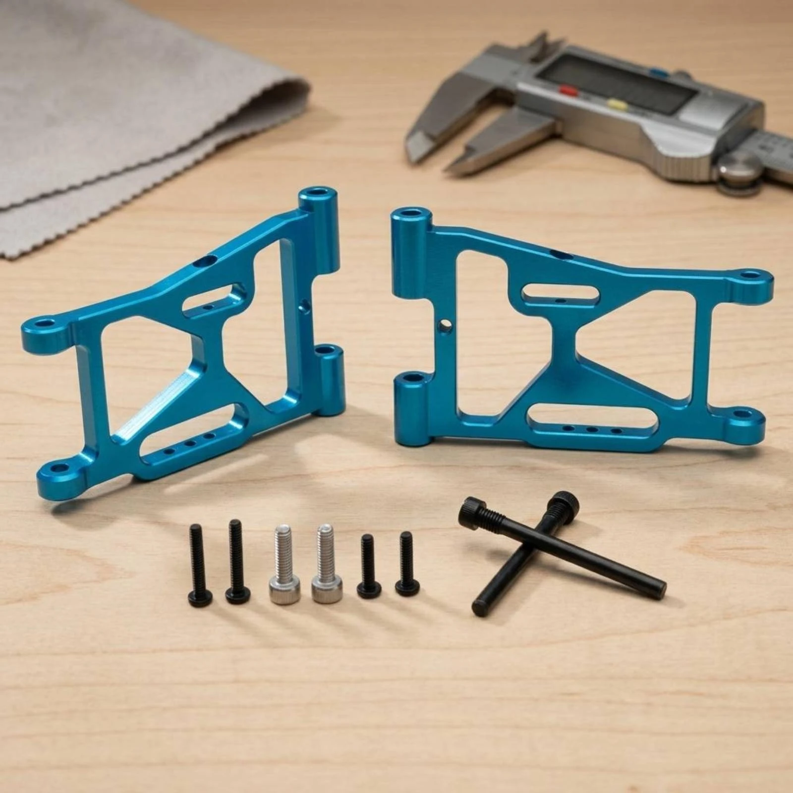 2 Pieces RC Front Lower Arm Set Anodized Finish Metal Front Shock-Absorbing Arm Hobby Vehicle Parts Long-Lasting More Stable