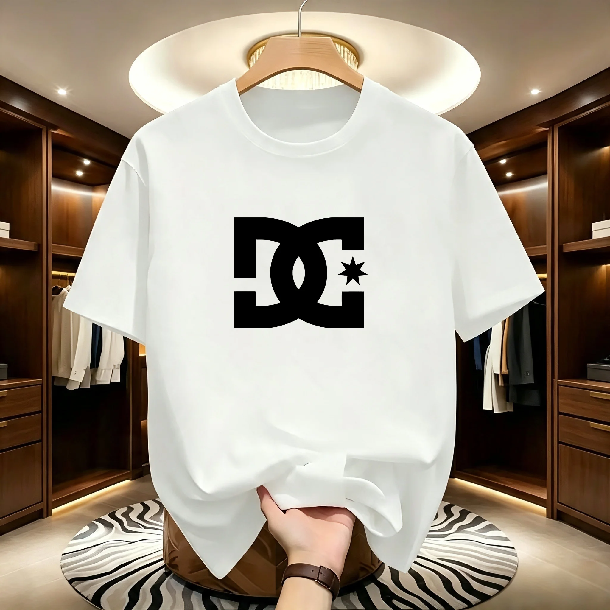 2026 New Men’s Round Neck Running T-shirt Spring/Summer Thin Top Handsome Print Quick Dry Short Sleeve Breathable Fitness Sports
