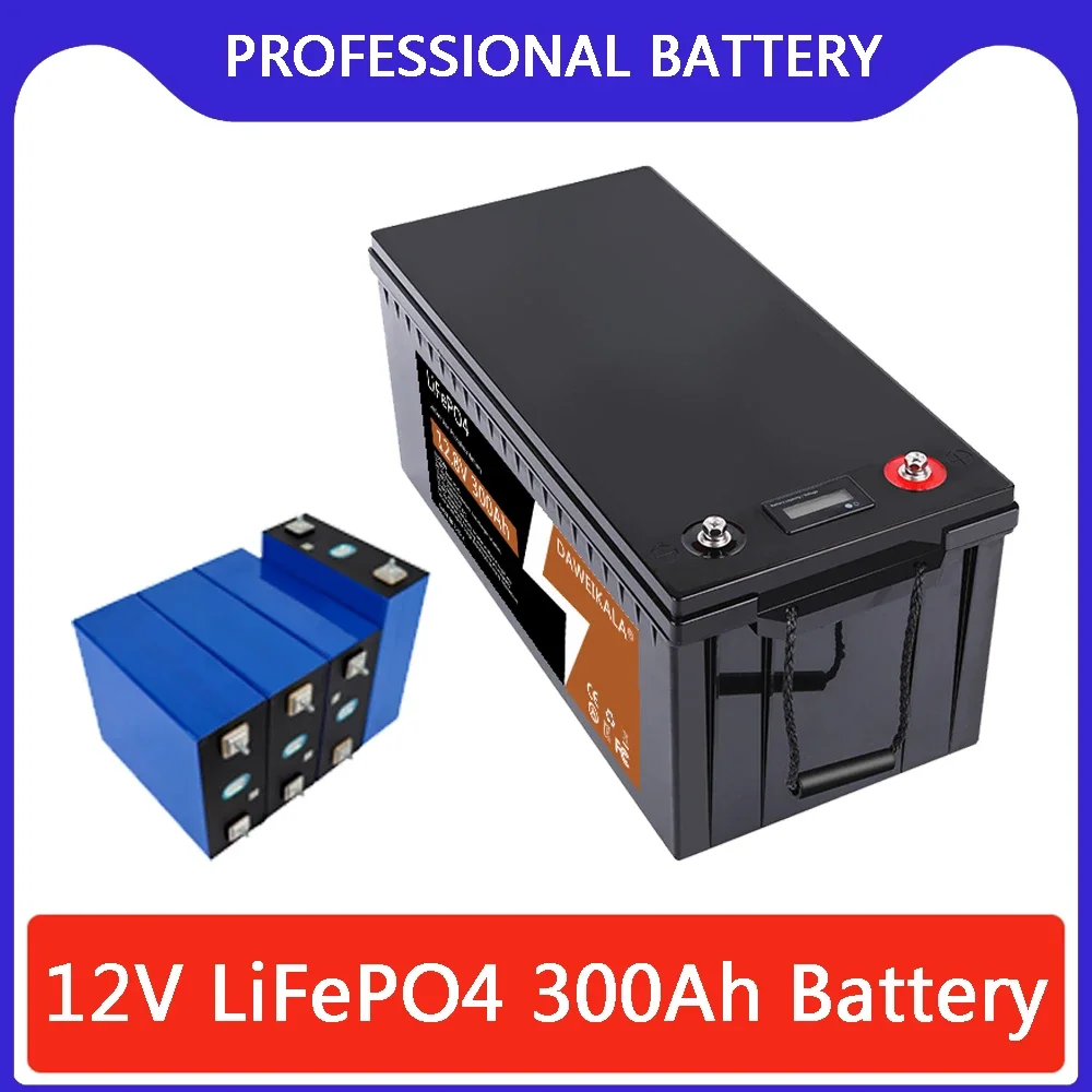 

12V LiFePO4 Battery 200Ah 300Ah Built-in BMS Lithium Iron Phosphate Cells Pack 6000 Cycles For RV Campers Golf Cart Solar
