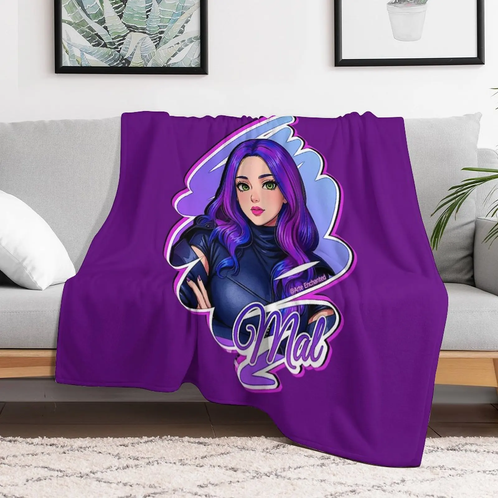 Mal Purple Queen - Descendants 3 Manga Anime Cartoon Comics Style Throw Blanket Sofa Throw Bed linens decorative Blankets