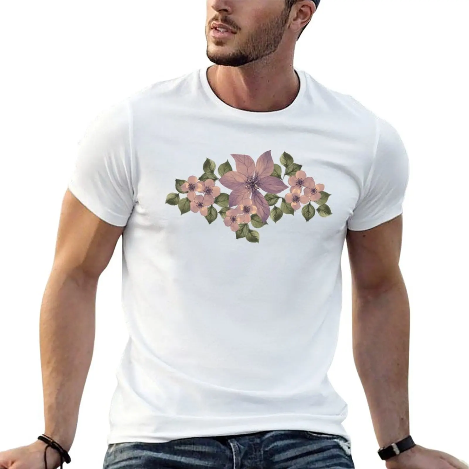 

Mauve Watercolor Posies (Black) T-Shirt man t shirts cotton t shirt for man T-Shirt