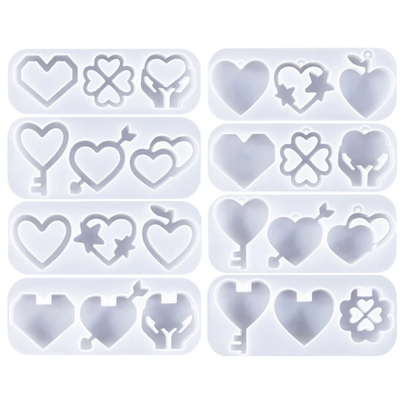 

M2EA Love Heart Shaped Epoxy Mold Flexible Silicone Molds for Keychains and Pendants