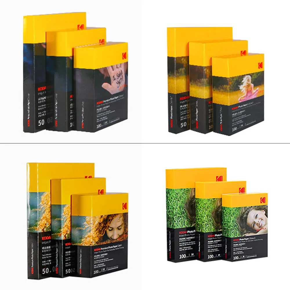 5/6/7 Inch High Gloss Photo Paper Genuine Kodak 3R/4R/5RA4 Printer Color Photo 20-100 Sheets Inkjet Printing For Epson/HP Printe