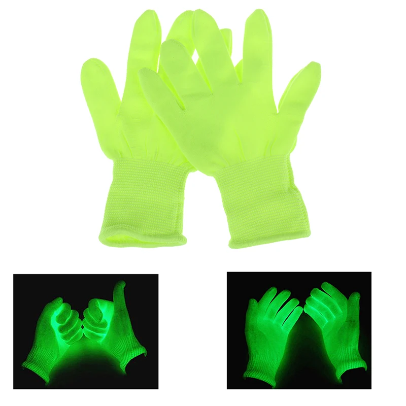 1 Pair Noctilucent Flashing Gloves Unisex Light Finger Lighting Dark For Party