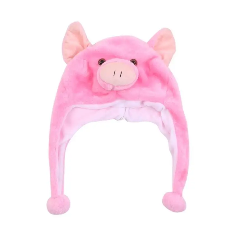 652F Topi Beanie Boneka Hewan Gaya Baru Topi Hangat Super Lembut dengan Penutup Telinga Kostum Cosplay Berbulu Topi Musim Dingin