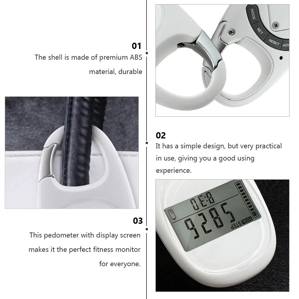 Carabiner Pedometer Mountaineering Buckle Climbing Step Counter Sports Gadget Running White Fitness