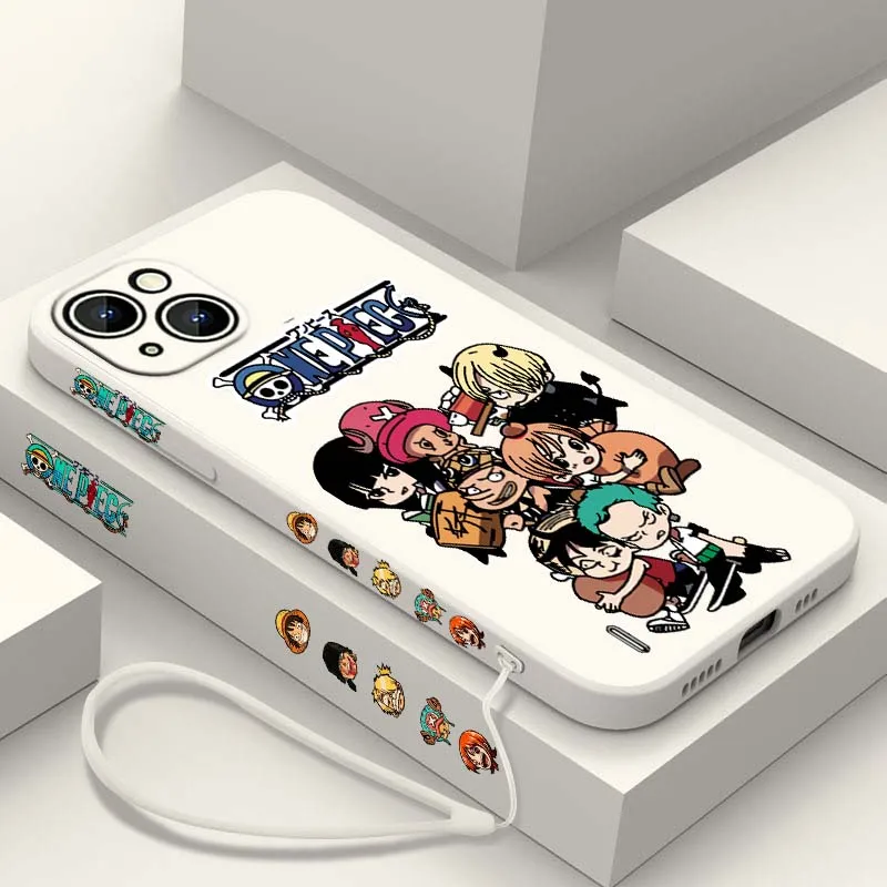 

One Piece character cute For Apple iPhone 17 16 15 14 13 12 XR XS X Pro Max Plus Liquid Left Rope Soft Phone Case