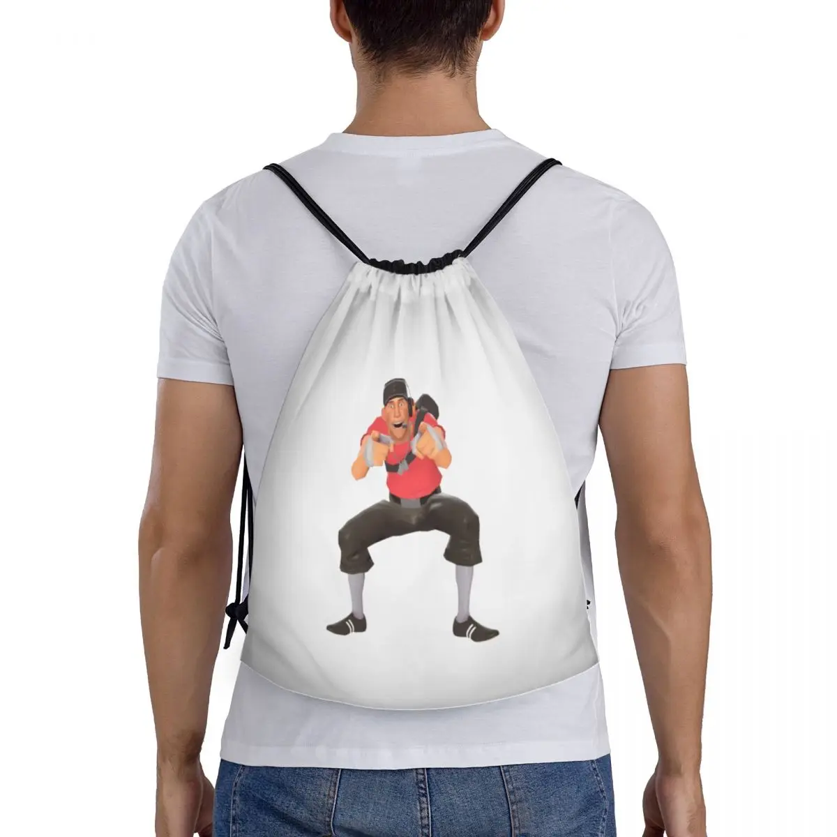 

Tf2 Scout Laugh Team Fortress 2 Backpacks Fashion Portable Drawstring Bundle Pocket Sundries Bag Book Bags For Travel Students