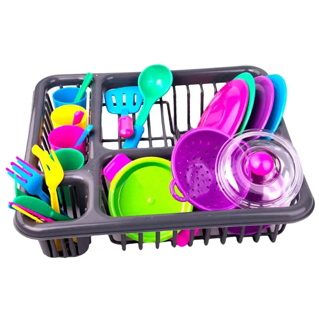 Los niños juegan cocina vajilla juego fregadero platos educación temprana