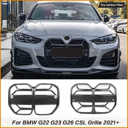Dry Carbon Fiber Car Front Bumper Grill for BMW G22 G23 G26 Car Front Grille Auto Racing Grid 2021+ Gran Cabrio 425i 430i M440i
