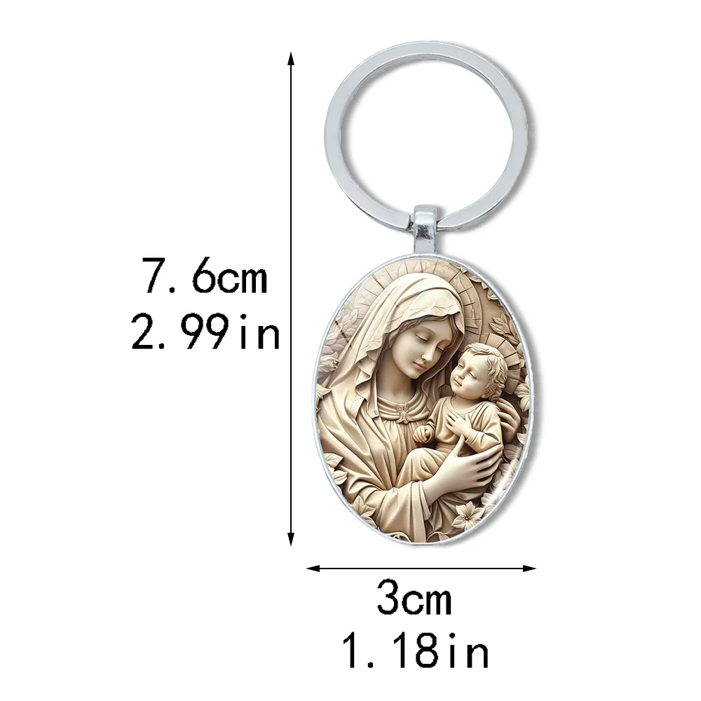 1pc Retro Virgin Mary Alloy Keychain - Unique Design of Religious Time Gem Suitable for Car Keys and Backpack Pendant Gifts