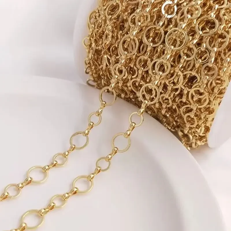 

14K Gold Plated 6+8mm ring chain round O chain manual loose chain DIY necklace bracelet accessories with chain materials