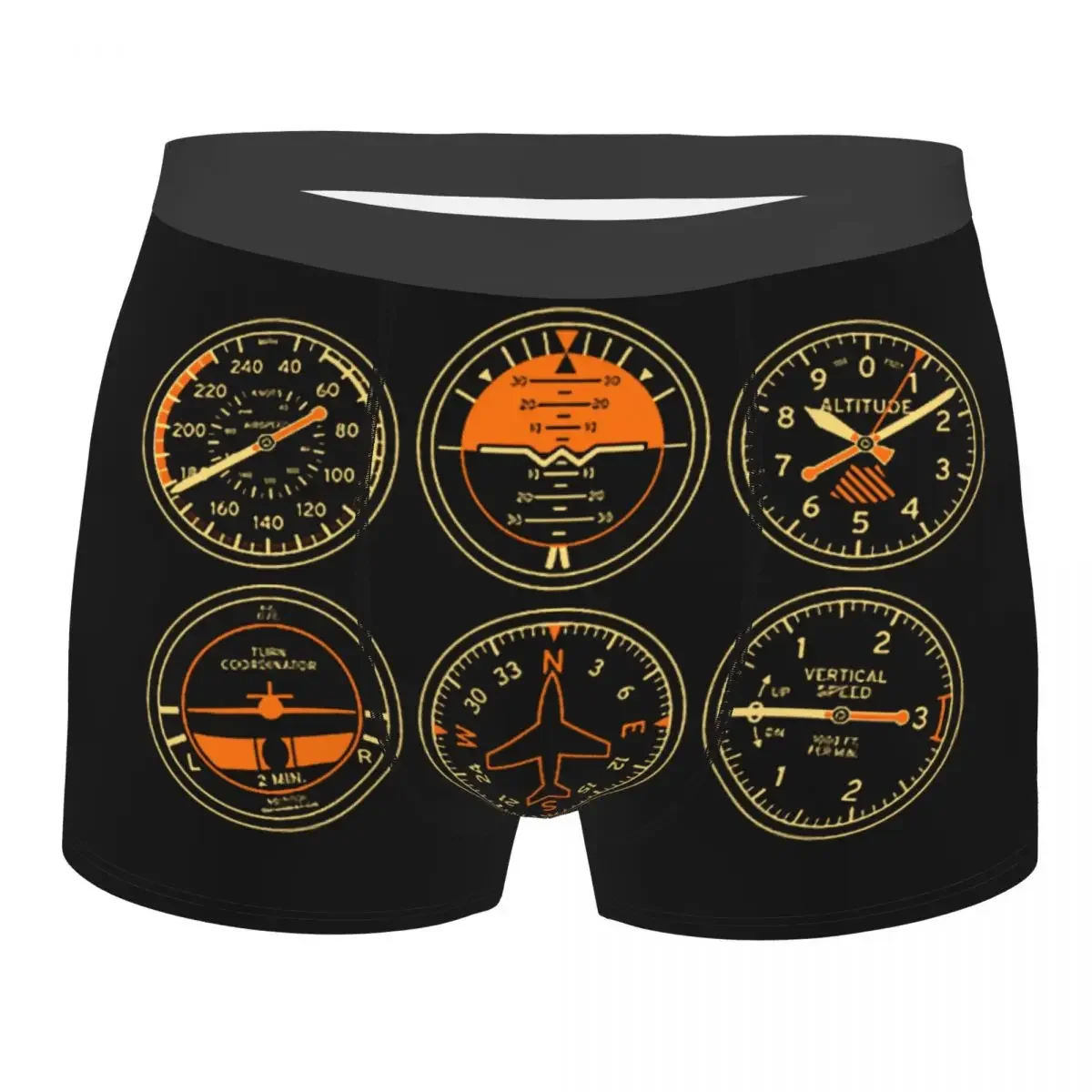 Novelty Cockpit Six Dials Flight Simulator Pilot Boxers Shorts Panties Underpants Breathable Aviation Airplane Briefs Underwear