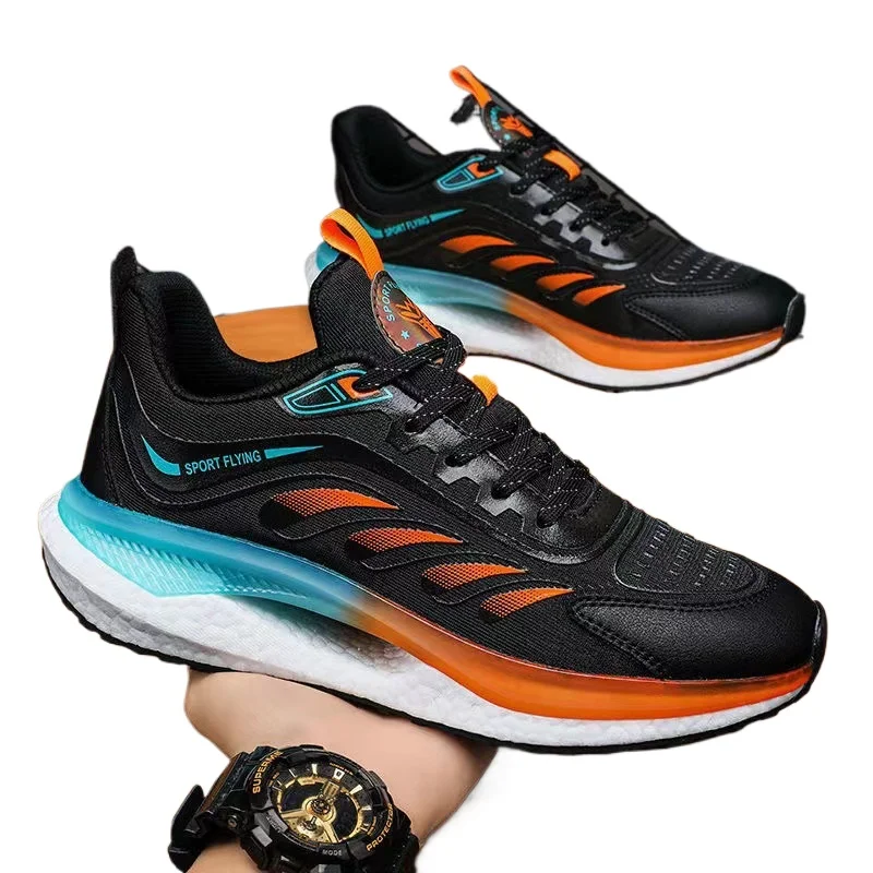 Męskie lekkie antypoślizgowe zasznurowane oddychające buty do biegania 2023, moda jesienna, codzienne buty sportowe, trampki, obuwie męskie