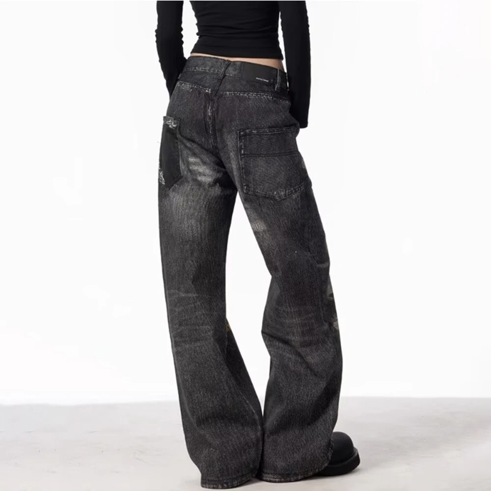 メンズジーンズリッピングウォッシュカジュアルパンツ春秋ストリートファッション日常多用途ストレートパンツ紳士服 2025 新しい