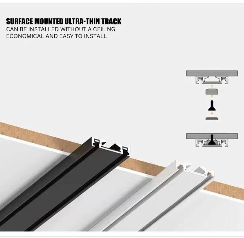 Surface Mounted Ultra-thin Magnetic Track 1/1.5/2m Super Suction Power DC24V Safe Voltage Touchable Lamp Track Easy Installation