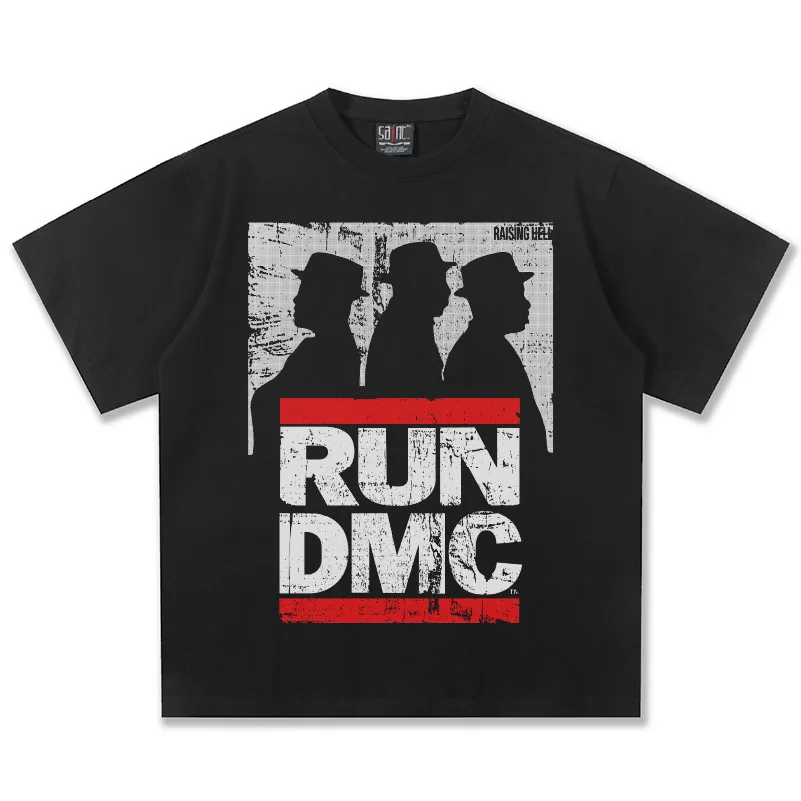 RUN DMC Raising Hell Graphic T-Shirt Unisex Oversized Hip Hop Group Casual Cotton Short Sleeve Retro Streetwear For Daily
