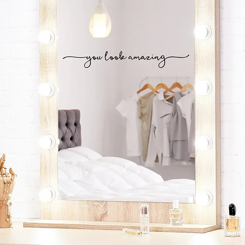 2024 New 1Pc You Look Amazing Mirror Decal PVC Decal Bathroom Decor Shower Door Decal Wall Art Home Decoration Accessories