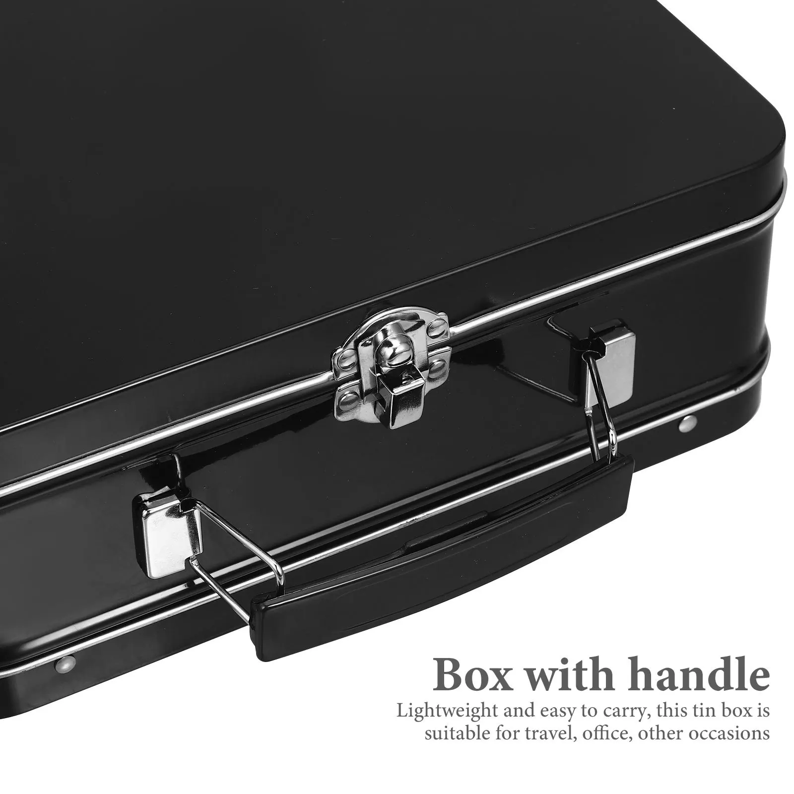 

1pc Large Capacity Tinplate Storage Rectangular With Handle For Jewelry Cosmetics Gift Souvenirs Desktop Organizer Sundries Box