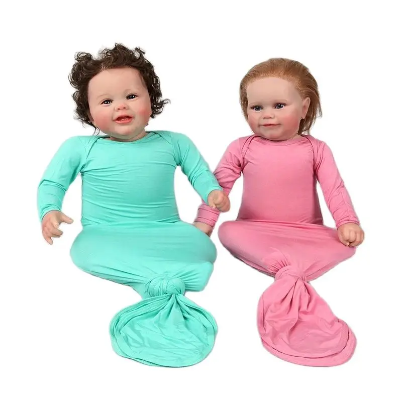 0-6M Baby Newborn Blanket Sleepers Solid O-neck Cotton Soft Comfortable Long Sleeve Robes Unisex