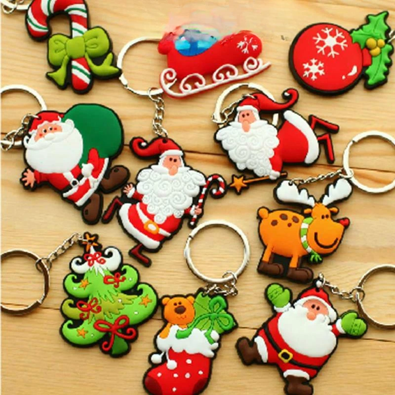 Children's Gifts Creative Fashion Key Chains Cute Keychains Mini Father Christmas Tree Decorations Santa Claus Keychain XMAS