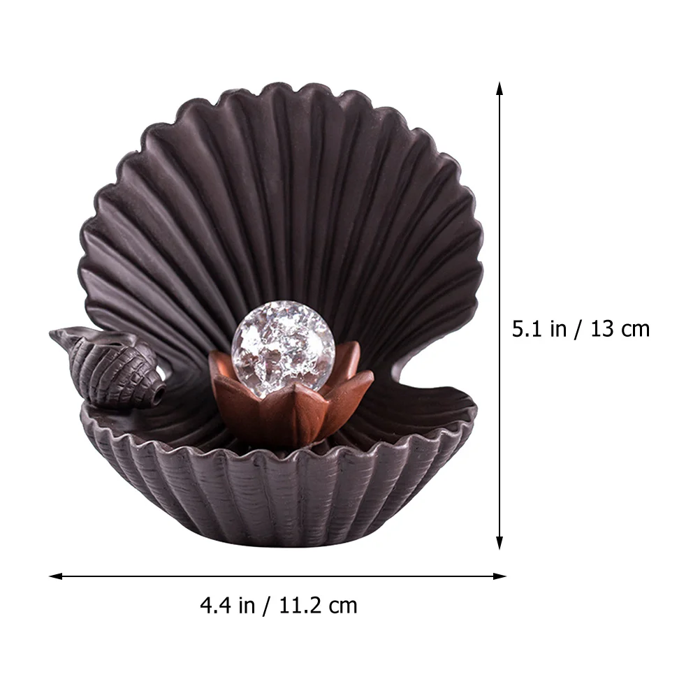 

1pc Backflow Burner Purple Clay Aroma Stove Led Lighting Incense Container Decorative Shell Shaped Home Use Desktop Aromatherapy
